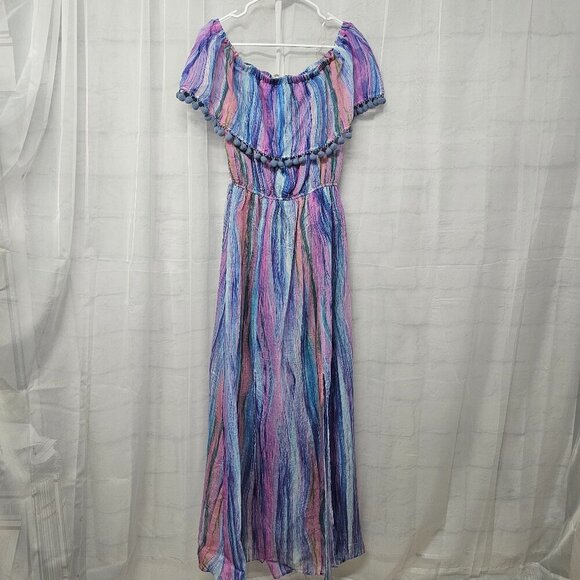 Andre by Unit Purple Striped Maxi Dress Boho Festival M - Picture 8 of 11